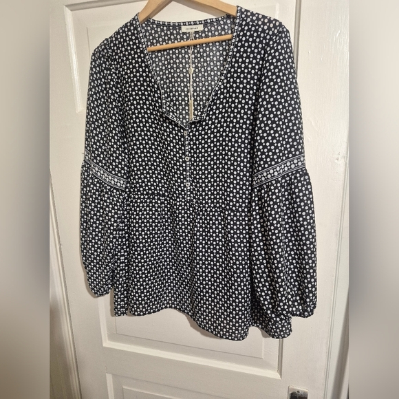 NWT Black and White Relaxed 3/4 Sleeve Blouse-2xl- - Picture 1 of 6